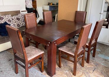 yığılıb açılan stol: Qonaq otağı üçün, İşlənmiş, Açılan, Dördbucaq masa, 6 stul, Türkiyə