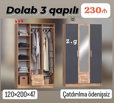 гардеробная мебель: Yeni, Düz dolab, Qarderob, paltar dolabı
