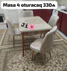 Masa və oturacaq dəstləri: Mətbəx üçün, Yeni, Açılan, Dördbucaq masa, 4 stul — 2