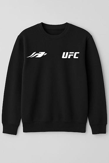 kisi godekce: Qara rəngli UFC temalı sweatshirt - Ön tərəf: sinədə ağ rəngli “UFC” — 1