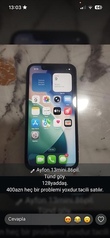 12 mini: IPhone 13 mini, 128 GB, Göy, Face ID — 1