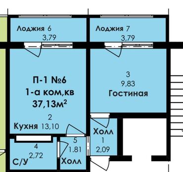 Продажа квартир: 1 комната, 38 м², Элитка, 6 этаж, ПСО (под самоотделку)
