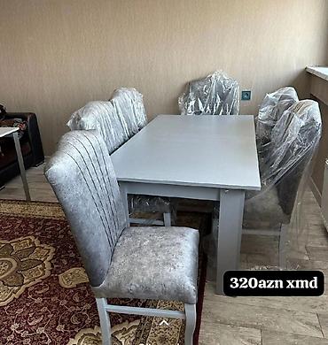 mebel qorka: 6 nəfərlik yemək masası dəsti - Komplekt: 1 masa + 6 yumşaq — 3