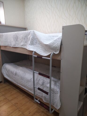 кольцевая лампа баку: Для девочки и мальчика, Кровать, Без матраса, С выдвижными ящиками, Дерево