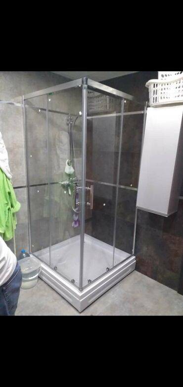 Duş kabinaları, arakəsmələr: Yeni Üstü açıq kabina, Künc üçün, Pulsuz çatdırılma — 17