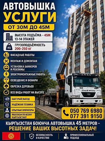 250: Автовышка 30–45 м (13–14 этажей), грузоподъёмность 200–250 кг — 1