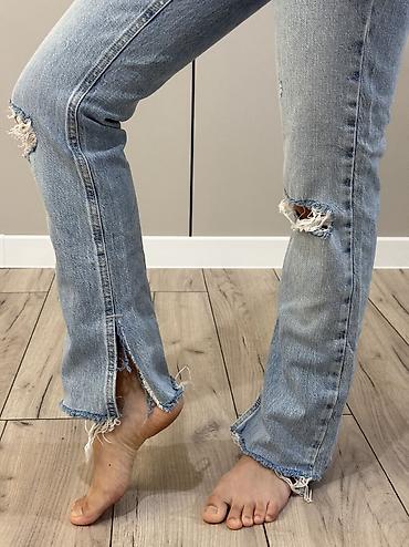 разрез: Джинсы, Прямые, Zara, Высокая талия, С разрезом, XS — 4