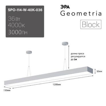 купить бактерицидные лампы: Дизайнерский светильник led эра geometria spo-114-w-40k-036 block 36вт