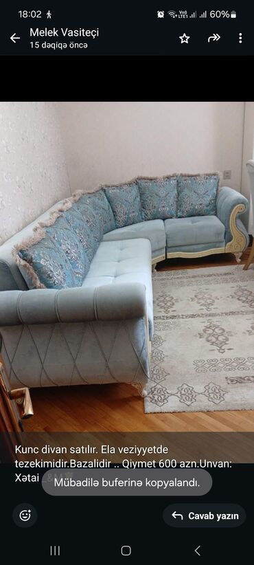 Mətbəx mebeli: Künc divan, İşlənmiş, Çatdırılma yoxdur