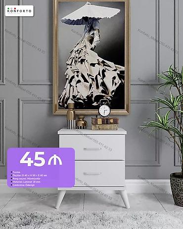 Ağ rəngdə iki çekmecəli tumbera - Ölçülər: D 40 × H 50 × E 40 sm -
