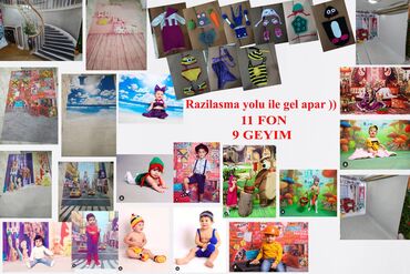 hazir kurs satilir: Islenmis yaxsi veziyyetde studio fonlari, usaq geyimleri, ve