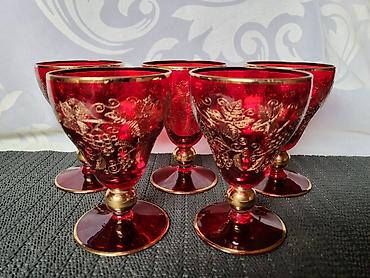 Antiques: Case bohemija kristal za zestoko pice 1950/60ta.godina. Casice rubin — 7