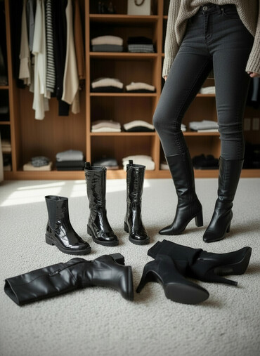 Ботинки и ботильоны: Женские осенне‑зимние сапоги и ботильоны — набор из нескольких пар — 5