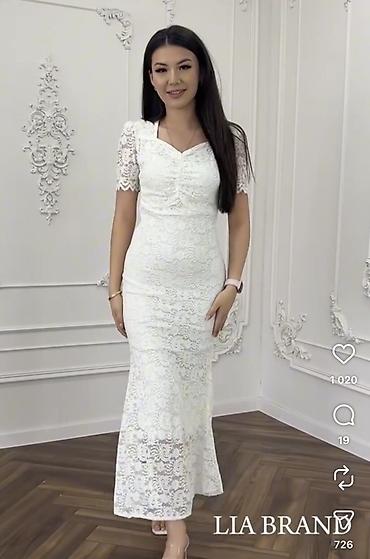 ажур: Одевала 1 раз состояние отличное Ажурное белое платье миди/макси — 1