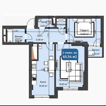 Продажа квартир: 2 комнаты, 66 м², Элитка, 12 этаж, ПСО (под самоотделку)