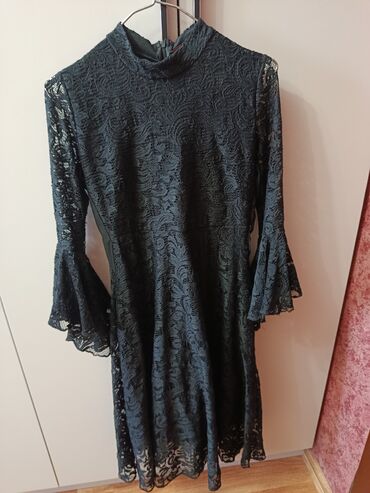 женские атласные длинные перчатки: Qadın krujeva paltar - Rəng: qara - Material: tam krujeva üst qat
