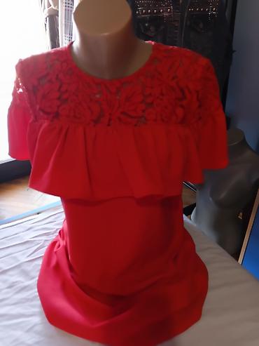 Haljine: Crvena haljina sa čipkom i karnerom - Elegantna koktel/večernja — 8