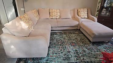 Digər mebel: L🅰/ bazalı divan 2,5x2, 5 ölçüdə, kreslo və pufik hamısı birlikdə cəmi — 1