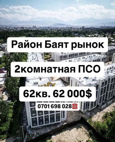 Продажа участков: 2 комнаты, 62 м², Элитка, 3 этаж, ПСО (под самоотделку)