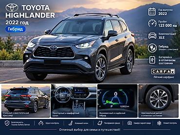 Toyota Highlander: 2022 г., 2.5 л, Автомат, Гибрид, Кроссовер