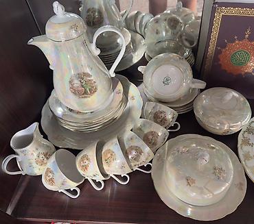 Çay dəsti, rəng - Ağ, Farfor, 6 nəfərlik, Almaniya