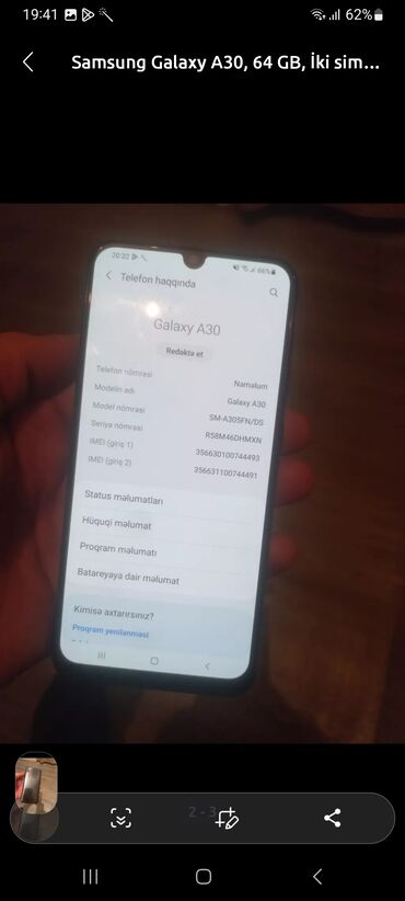 Samsung: Samsung Galaxy A30, 64 GB, rəng - Qara, Barmaq izi, İki sim kartlı