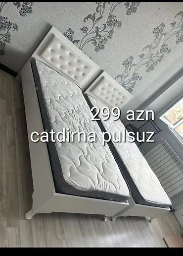 madeyra tek carpayilar: İkili tək nəfərlik çarpayı dəsti - Ağımtıl rəngdə, yumşaq düyməli — 1