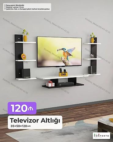 Ev və bağ: Televizor altlığı və divar rəf dəsti - Ölçülər: 35 × 50 × 120 sm - — 1