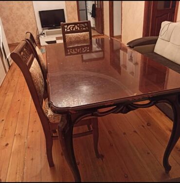heyet ucun stol stul: Qonaq otağı üçün, İşlənmiş, Açılmayan, Dördbucaq masa, 5 stul, Türkiyə