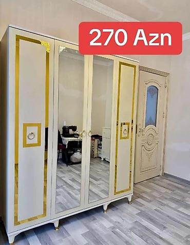 210: Yeni, 3 qapılı, Güzgülü, Ağ, Açılan, Düz dolab — 1