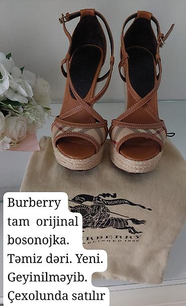 Basanoşka və səndəllər: Burberry, Ölçü: 37, rəng - Qəhvəyi, Yeni — 1