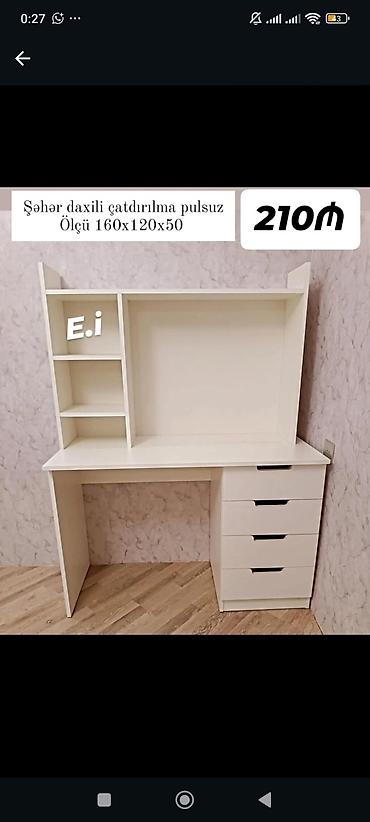 ders stol: Künc masa, Stulsuz, Polkalı, Siyirməli, MDF — 1