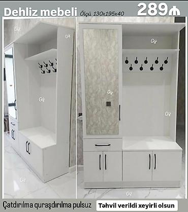 mebeler: Dehliz mebeli – müasir ağ rəngdə Ölçü: 130×195×40 sm Qiymət: 289 ₼ — 1