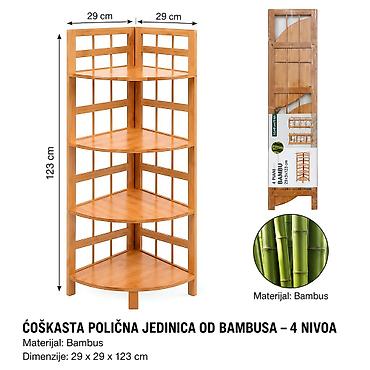 KMT Bambusova polica za odlaganje nivoa 5404423-A Ugaona polica od
