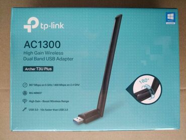 модем вингл: USB-адаптер TP-Link Archer T3U Plus, 802.11b/g/n 2,4 ГГц, 802.11a/n/ac