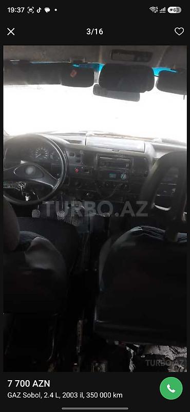 səkidə satilan masinlar: QAZ Sobol: 2.4 l | 2003 il 350000 km Van/Minivan — 10