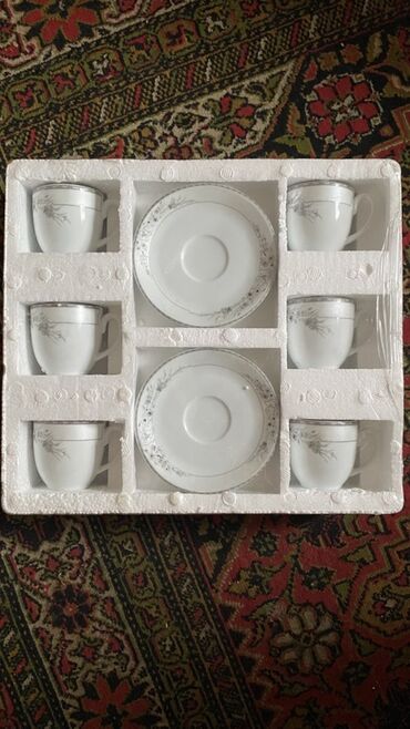 Çay dəstləri və servizlər: Çay dəsti, rəng - Ağ, Farfor