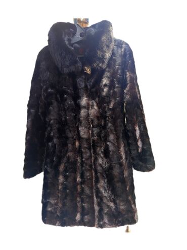 женская одежда новая: Шуба, Норка, По колено, Китай, С капюшоном, 2XL (EU 44)