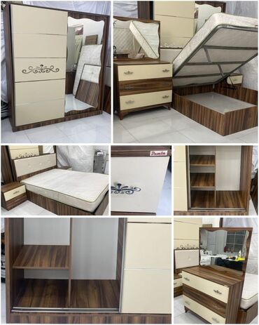 Кровати: Damla fabrikin bazali yataq desti.qiymet 590 man.Olcu taxt 160×2,dolab