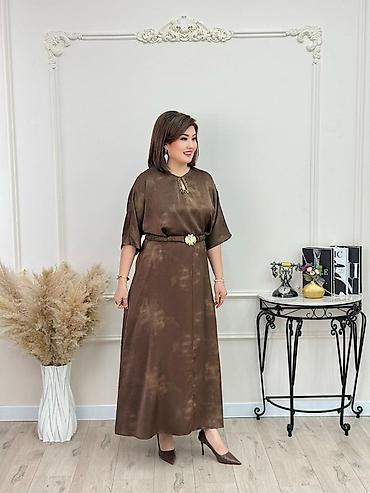 Вечерние платья: Вечернее платье, Классическое, Длинная модель, Атлас, С рукавами, L, XL, 2XL — 13