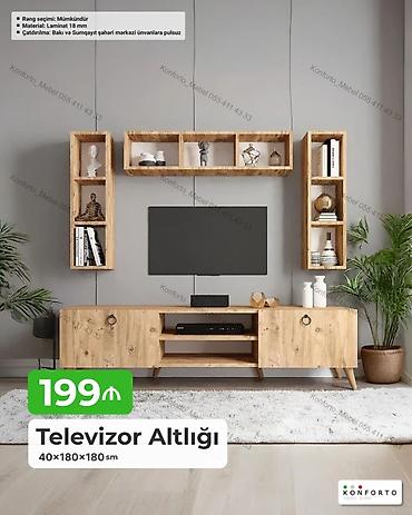Televizor altlığı və üst divar rəf dəsti Ölçü: 40×180×180 sm