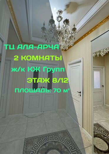 2х комнатные квартиры бишкек: 2 бөлмө, 70 кв. м, Элитка, 8 кабат, Евроремонт