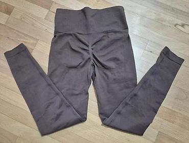 Helanke, biciklistički šortsevi: Ženske sportske helanke – visoki struk, tamno braon - Kroj: uske — 9