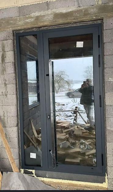 Үй жана бакча: Үйлөр жана батирлер үчүн эшик, Металлдан, Эки эшиктүү, Айнек менен, түсү - Боз — 3