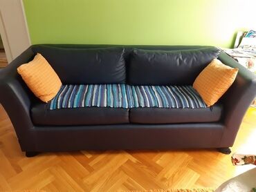 dusek za krevetac dimenzije: Three-seat sofas, Eco-leather, color - Blue, Used