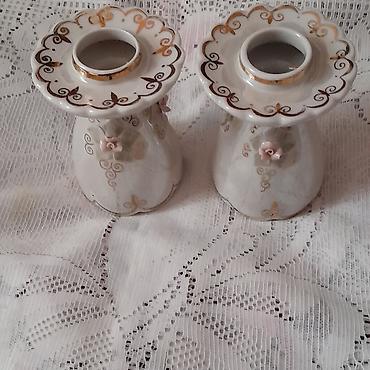 Şamdanlar: Porcelan şamdan dəsti (2 ədəd) - Material: yüksək keyfiyyətli — 1