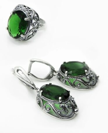 кольца женские: Королевский, роскошный серебряный комплект кольцо и серьги в винтажном