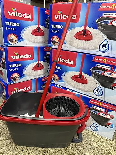 Набор для уборки Vileda Turbo Smart — компактная система с шваброй и at lalafo.kg Набор для уборки Vileda Turbo Smart — компактная система с шваброй и