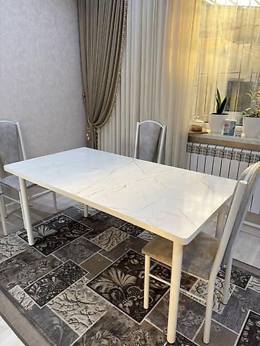 silver kitchen: Кухонный стол и стул, Б/у, Платная доставка, Самовывоз, цвет - Белый — 2