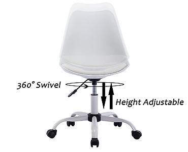 Kancelarijske stolice: Radna stolica na točkićima – bela - Moderan minimalistički dizajn sa — 6